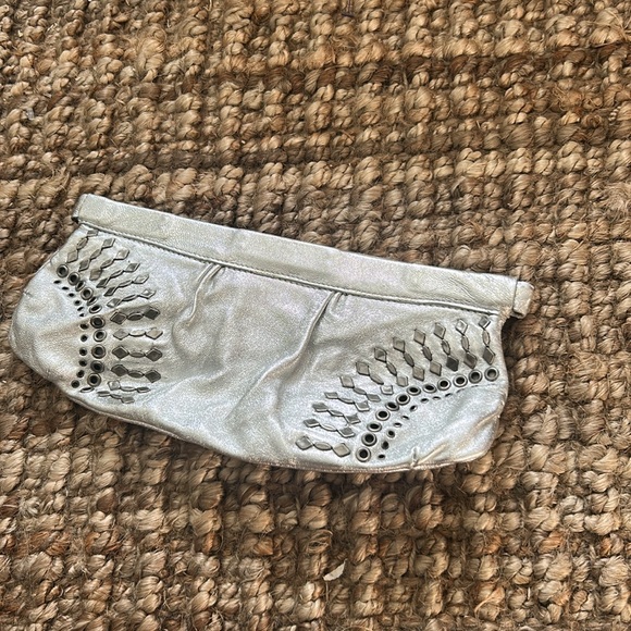 Steve Madden Vintage Silver Grommet Leather Clutch